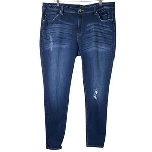 KanCan Women's Mid Rise Skinny Dark Wash Blue Denim Jeans KC6034D-B Size 3XL